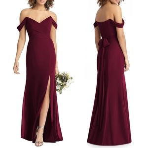 NEW 8193 SOCIAL BRIDESMAIDS Cabernet STRAPLESS V-Neck CHIFFON Trumpet GOWN 10